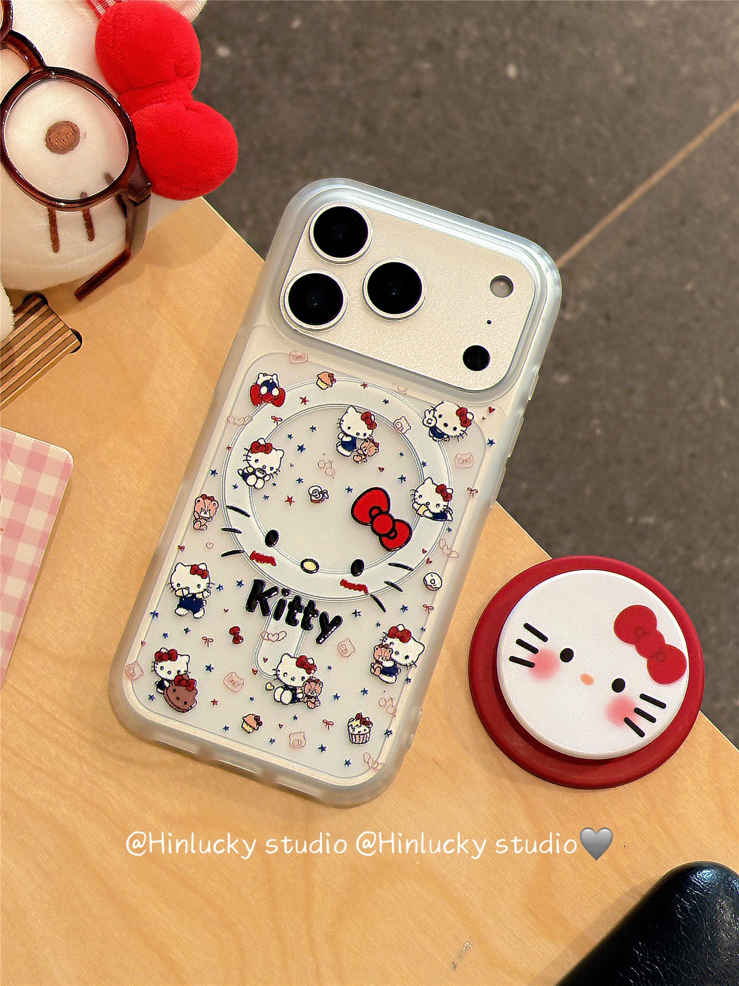 Ameigas Paw-Soft Touch Stand Case - Japanese Korean Cute Kitty MagSafe Cover