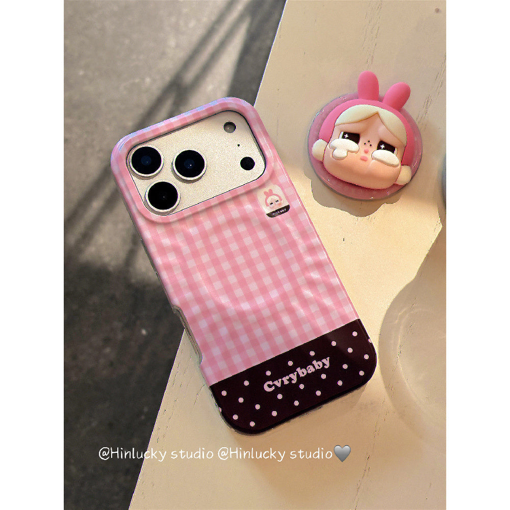 Ameigas Playful Cartoon Plaid Polka Chick & Bunny Magnetic Stand Phone Case