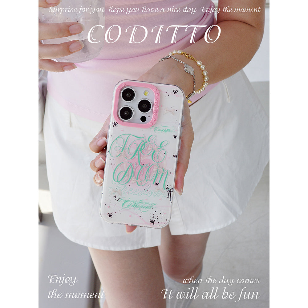 Ameigas Mint Garden Double-Layer Floral Case for iPhone 17 Pro Max / 16 Pro Max / 15 Pro / 14 / 13 – Ins Style Art Phone Cover