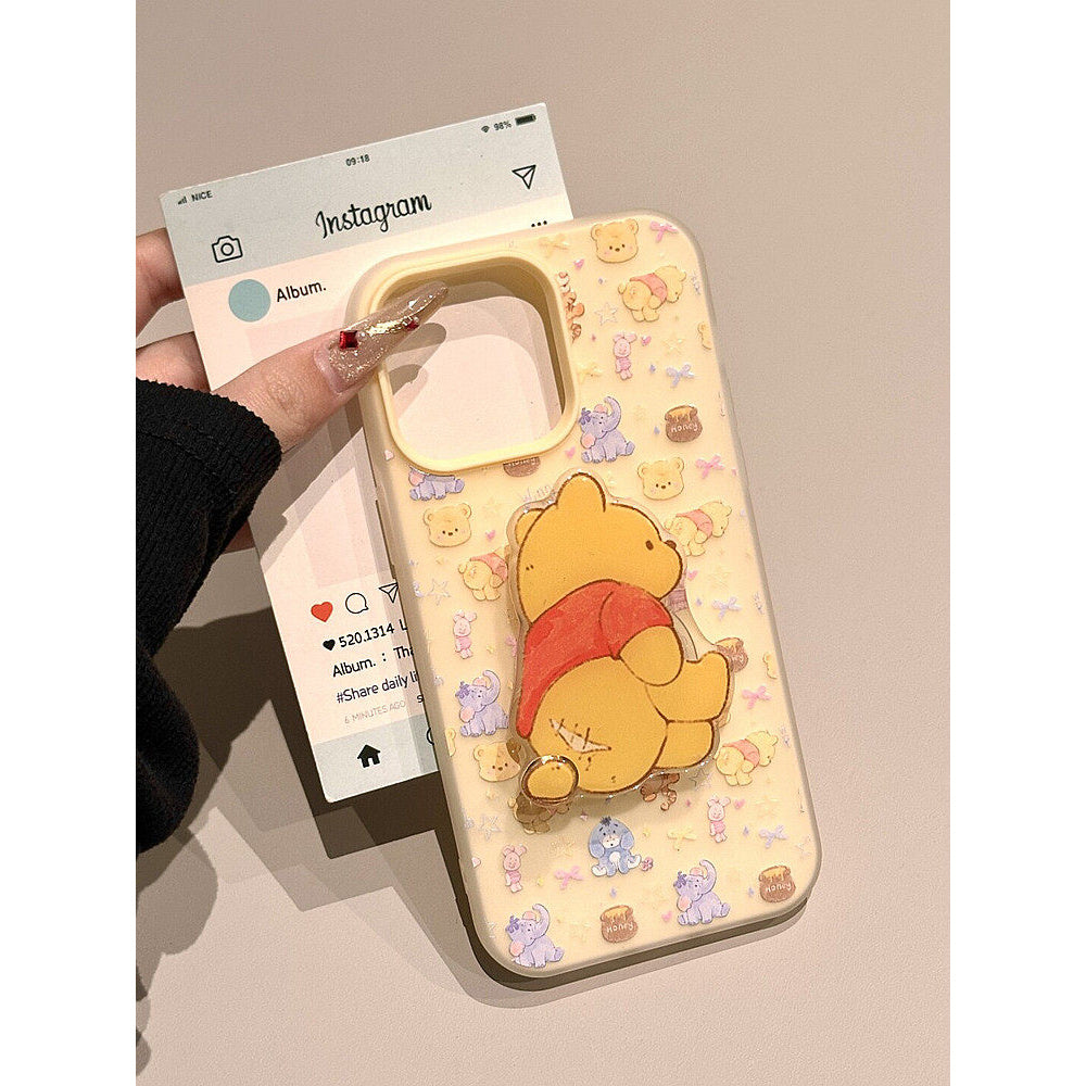 Ameigas Honey-Hug Stand Case - Classic Bear MagSafe 2-in-1 Soft Matte Cover