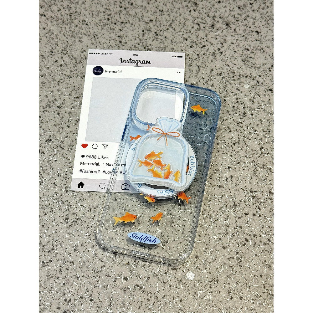 Ameigas Ins-Style Blue Gradient Koi Magnetic Shaker Stand Phone Case