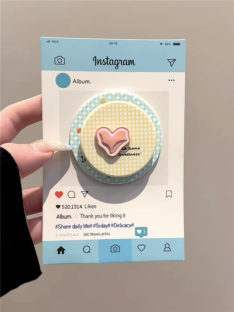 Ameigas Ins Yellow Plaid Pink Heart Magnetic Stand Film Phone Case