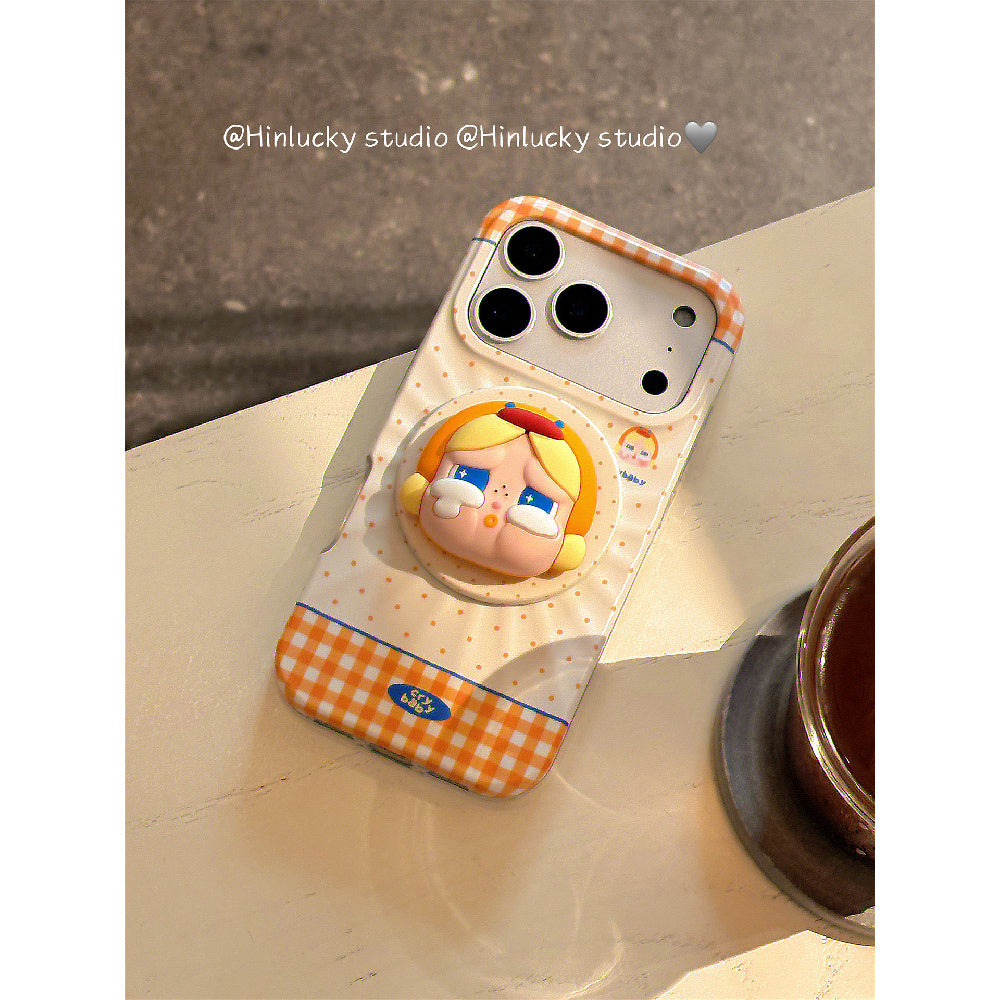 Ameigas Playful Cartoon Plaid Polka Chick & Bunny Magnetic Stand Phone Case