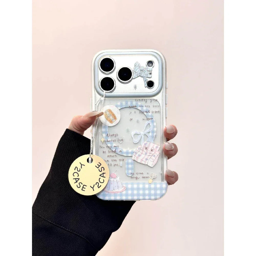 Ameigas Bow Pudding Sofa Magnetic Stand Phone Case - Ameigas