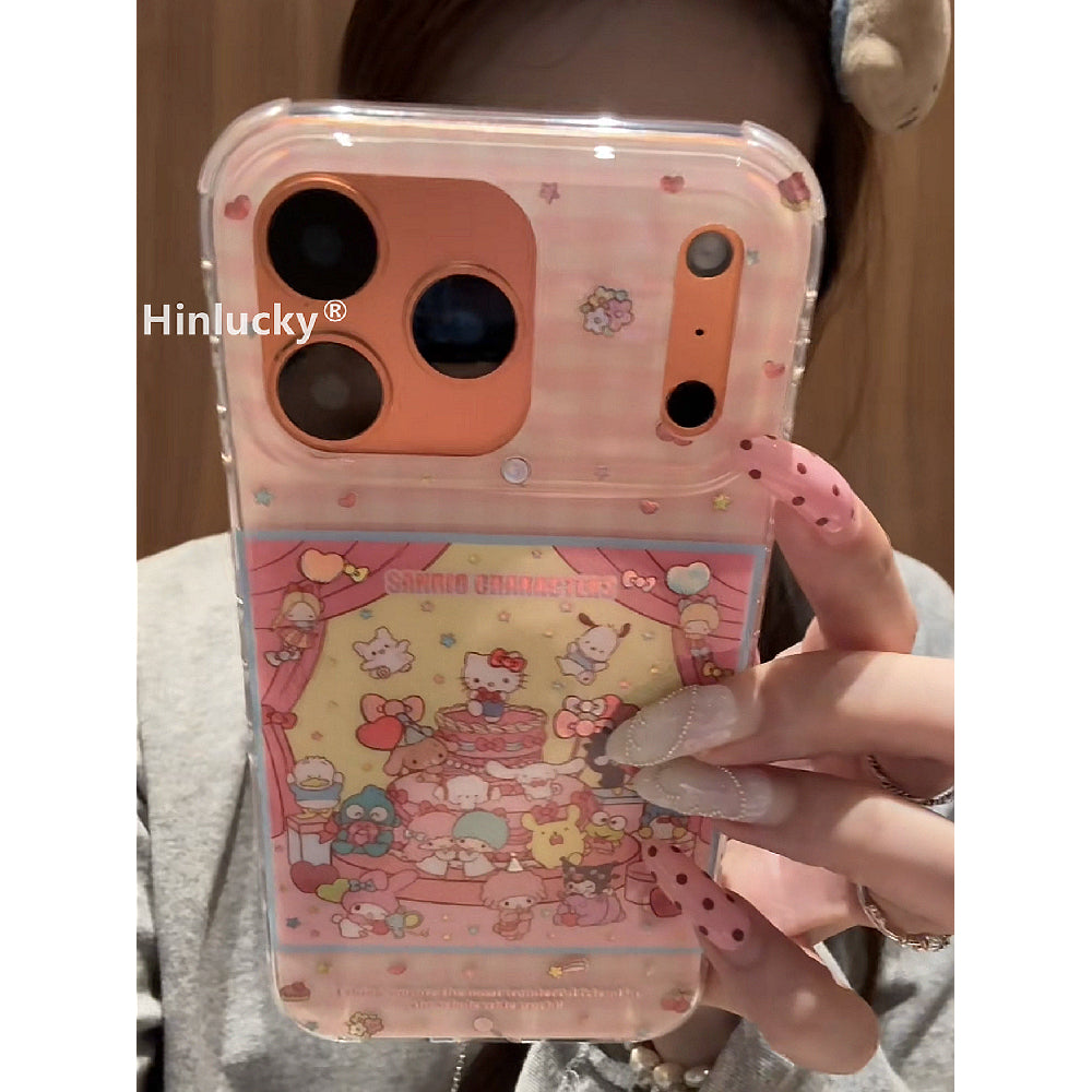Ameigas Pink Checkered Gilded Party Phone Case