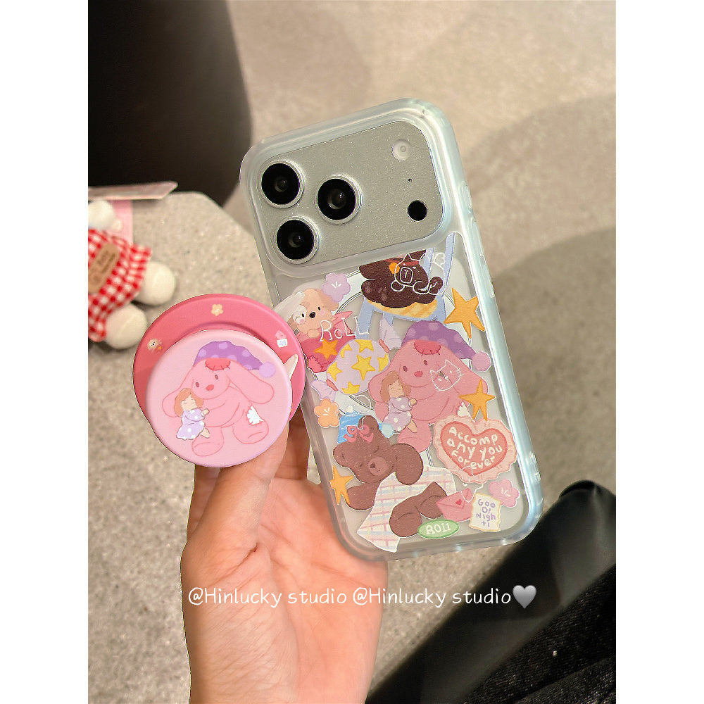 Ameigas Plush Buddy Stand Case - Japanese Korean Doll MagSafe Velvet Cover