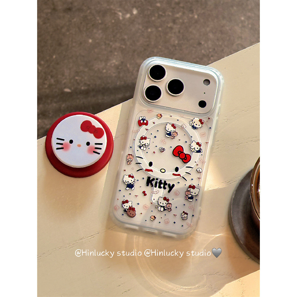 Ameigas Paw-Soft Touch Stand Case - Japanese Korean Cute Kitty MagSafe Cover