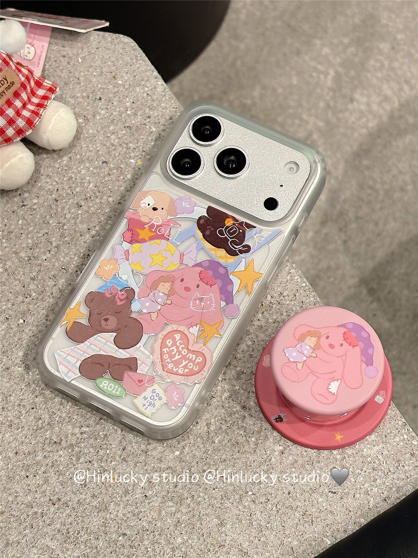 Ameigas Plush Buddy Stand Case - Japanese Korean Doll MagSafe Velvet Cover