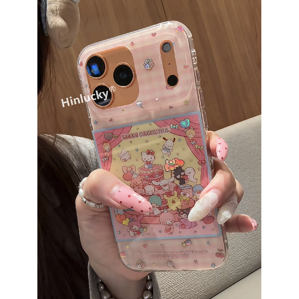 Ameigas Pink Checkered Gilded Party Phone Case