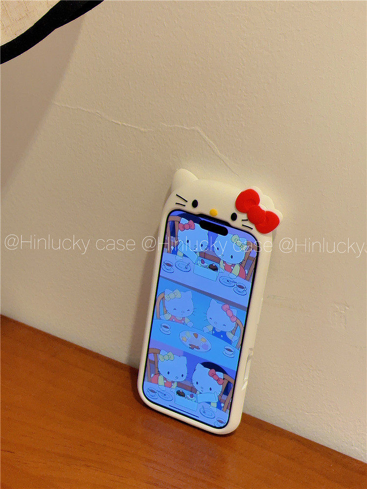 Ameigas Vintage Purr Case - Retro Cartoon Cat Silicone Cover for iPhone