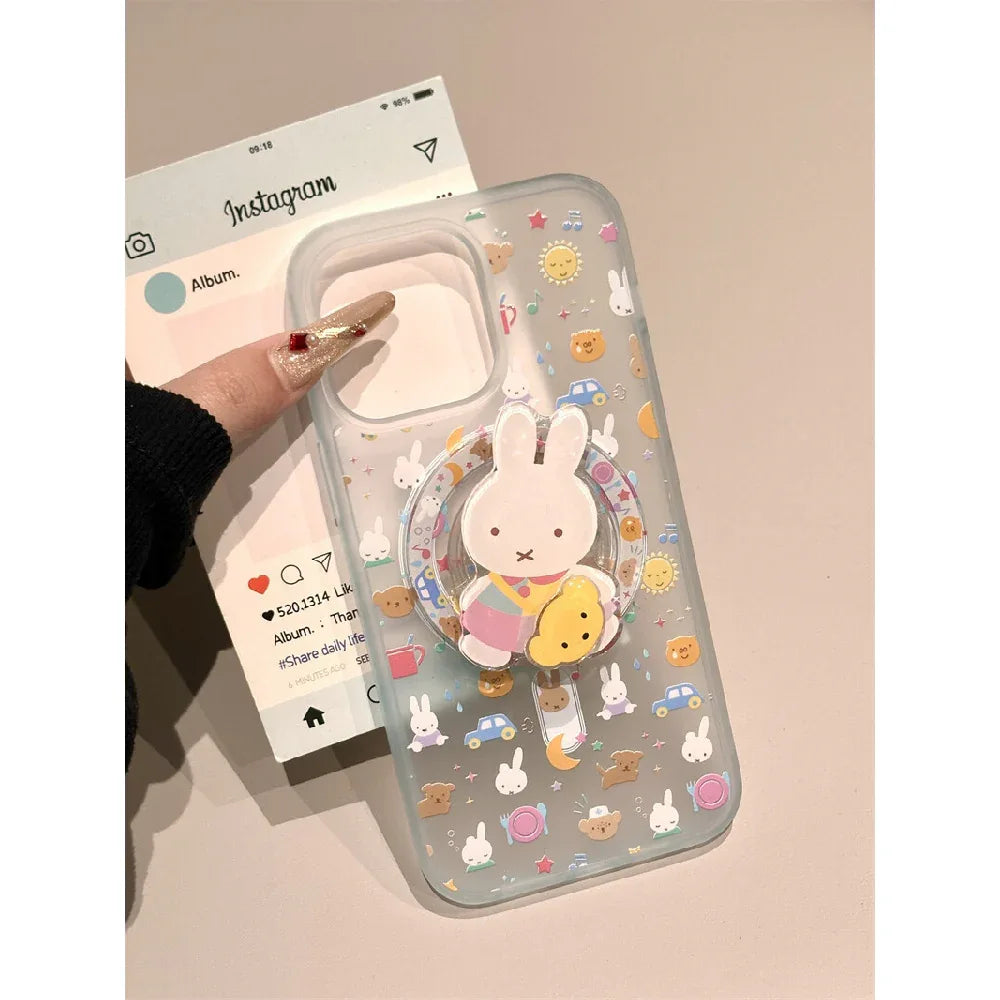 Ameigas Crystal Blue Miffy Case - Transparent Cute Rabbit Design with Magnetic Full-Body Protection - Ameigas