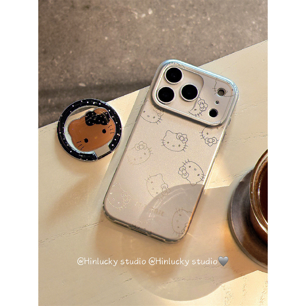 Ameigas Minimal Meow Case - Subdued Polka Dot Line Cat MagSafe Cover