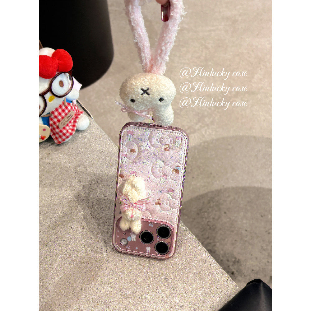Ameigas Dreamy Bunny Strap Case - Plush Starry Rabbit with Detachable Lanyard Cover
