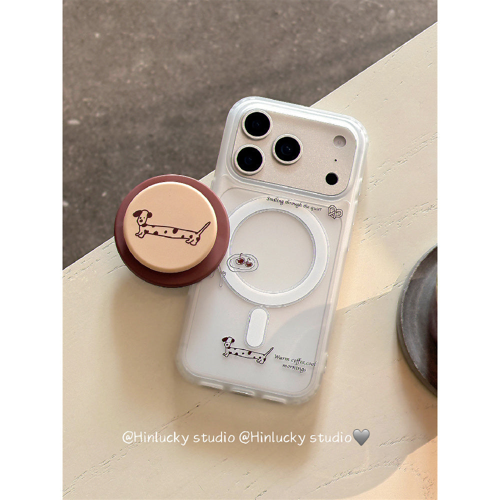 Ameigas Doodle Dash Stand Case - Minimalist Dachshund Drawing MagSafe Cover