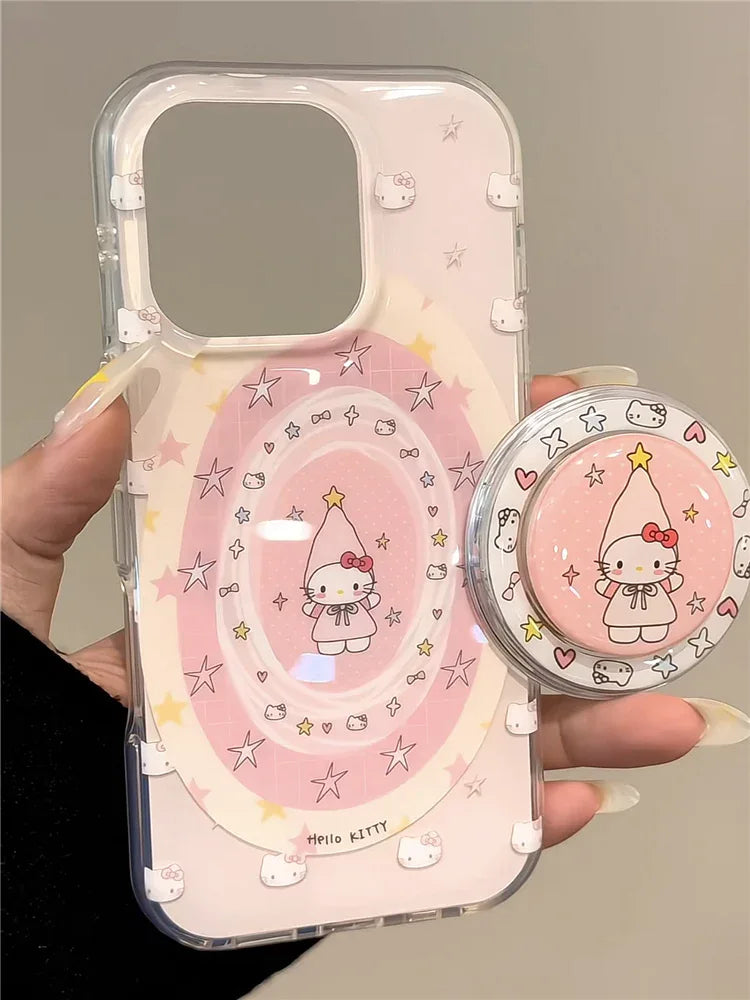 Ameigas Cozy Cap Kitten Case - Pink Long-Hat Cat with MagSafe Stand - Ameigas