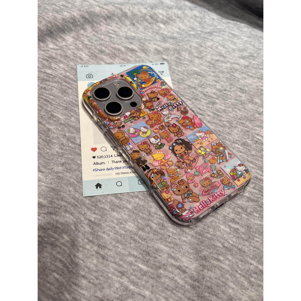 Ameigas Vacation-Style Kitty Charm Bracelet Phone Case