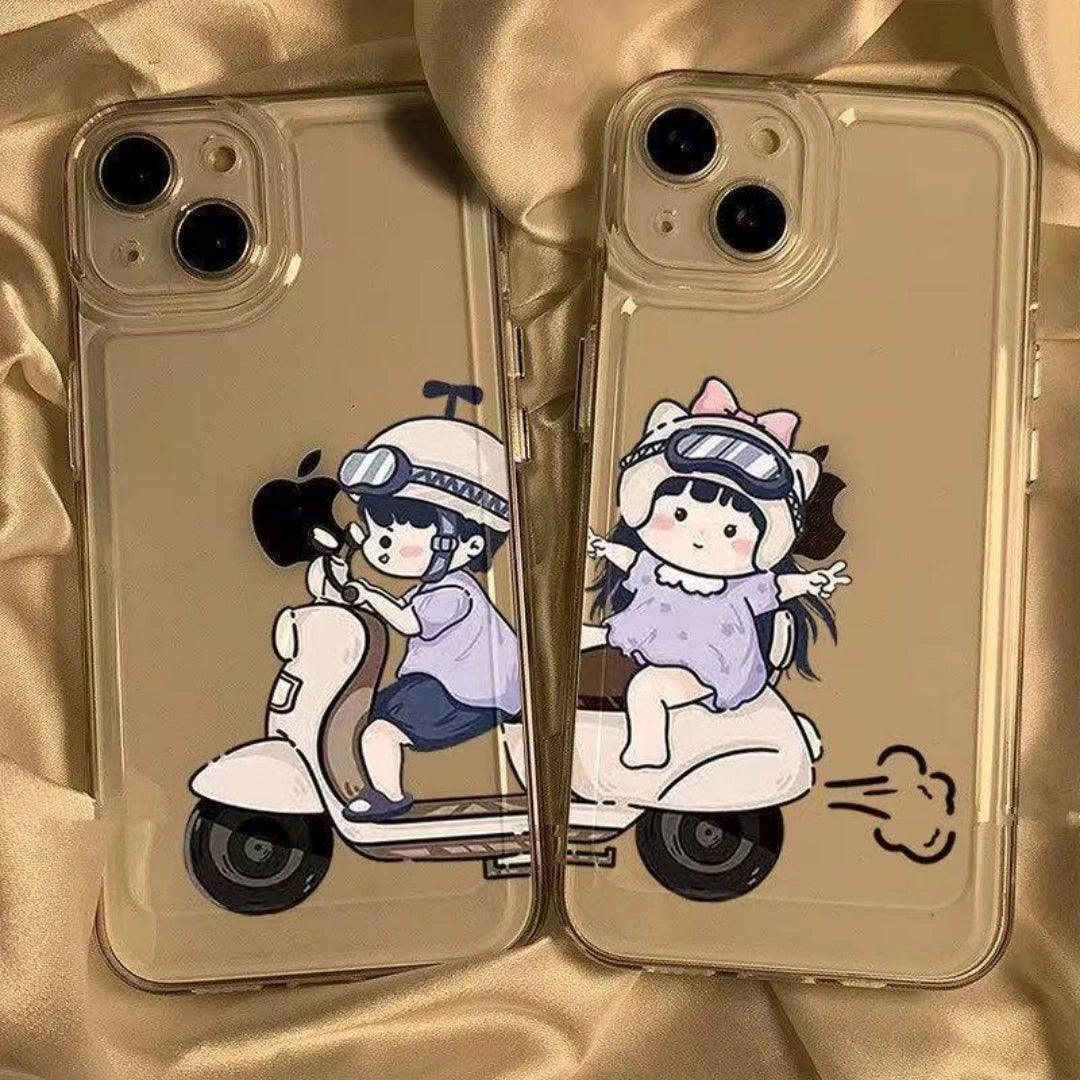 Ameigas Biking Couple Clear TPU Shockproof iPhone Case for iPhone 17 Pro Max