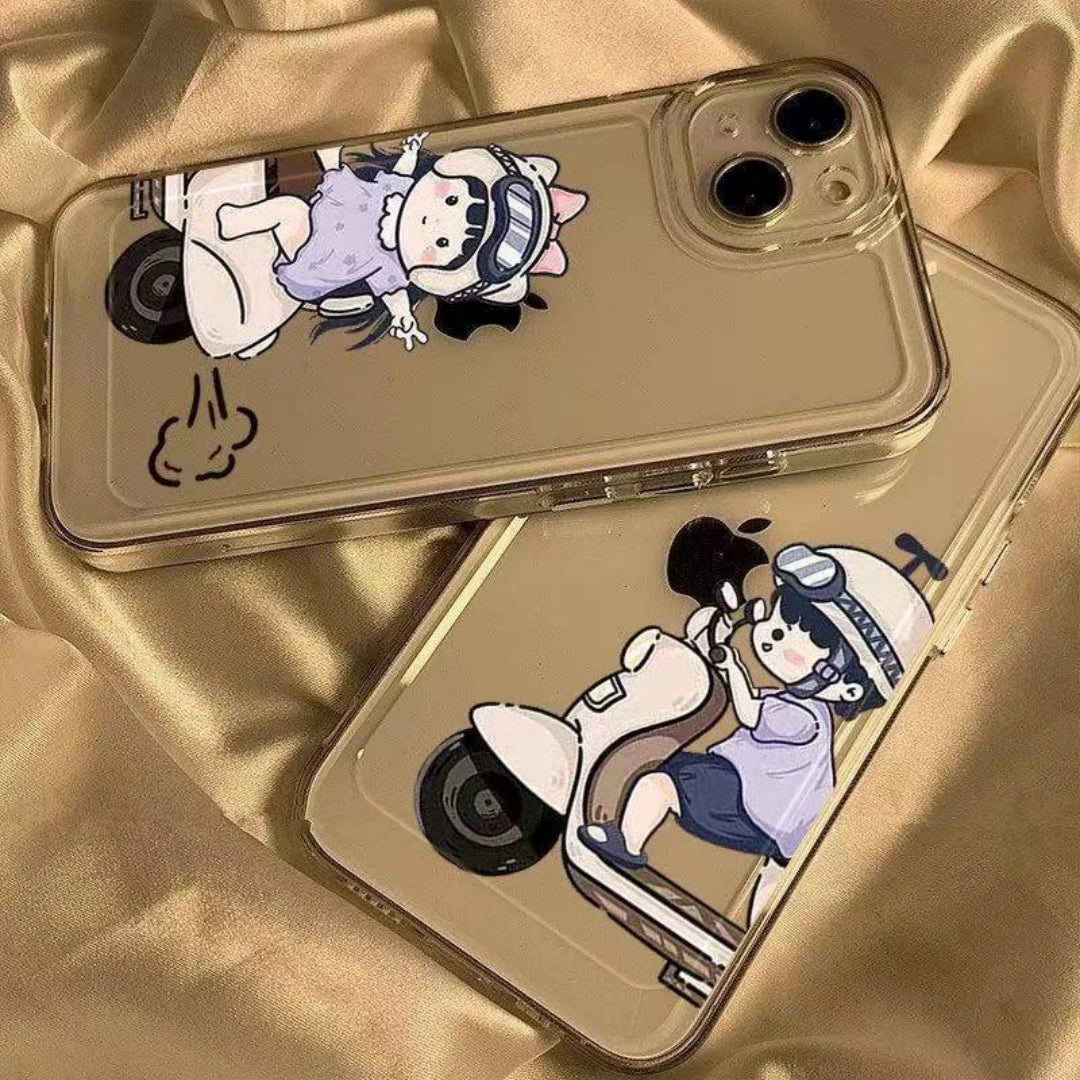 Ameigas Biking Couple Clear TPU Shockproof iPhone Case for iPhone 17 Pro Max