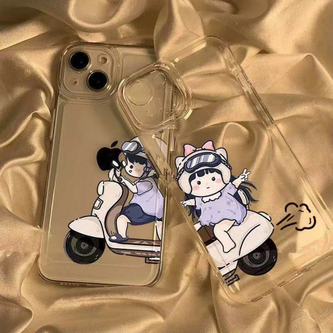 Ameigas Biking Couple Clear TPU Shockproof iPhone Case for iPhone 17 Pro Max