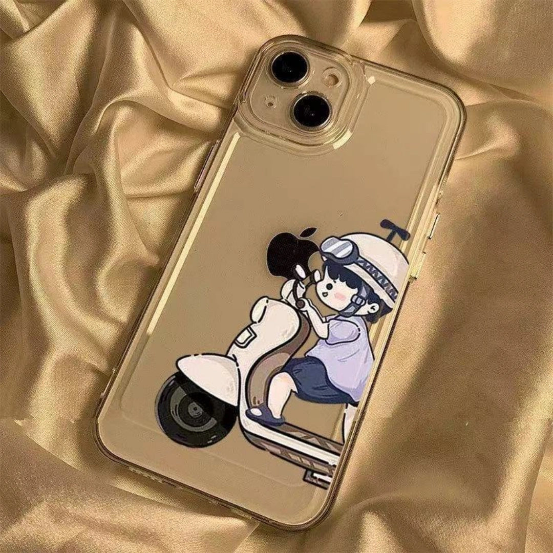 Ameigas Biking Couple Clear TPU Shockproof iPhone Case for iPhone 17 Pro Max