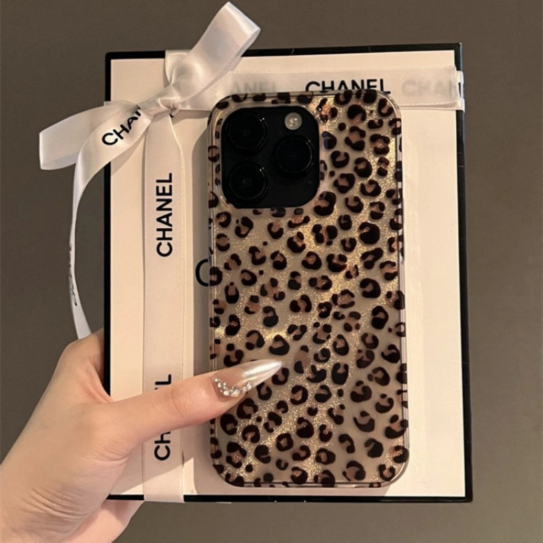Ameigas Brown Leopard Feather Case — Matte Full-Body Silicone Cover