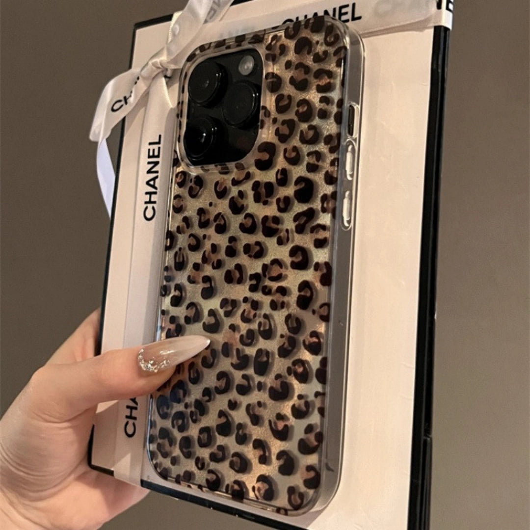 Ameigas Brown Leopard Feather Case — Matte Full-Body Silicone Cover
