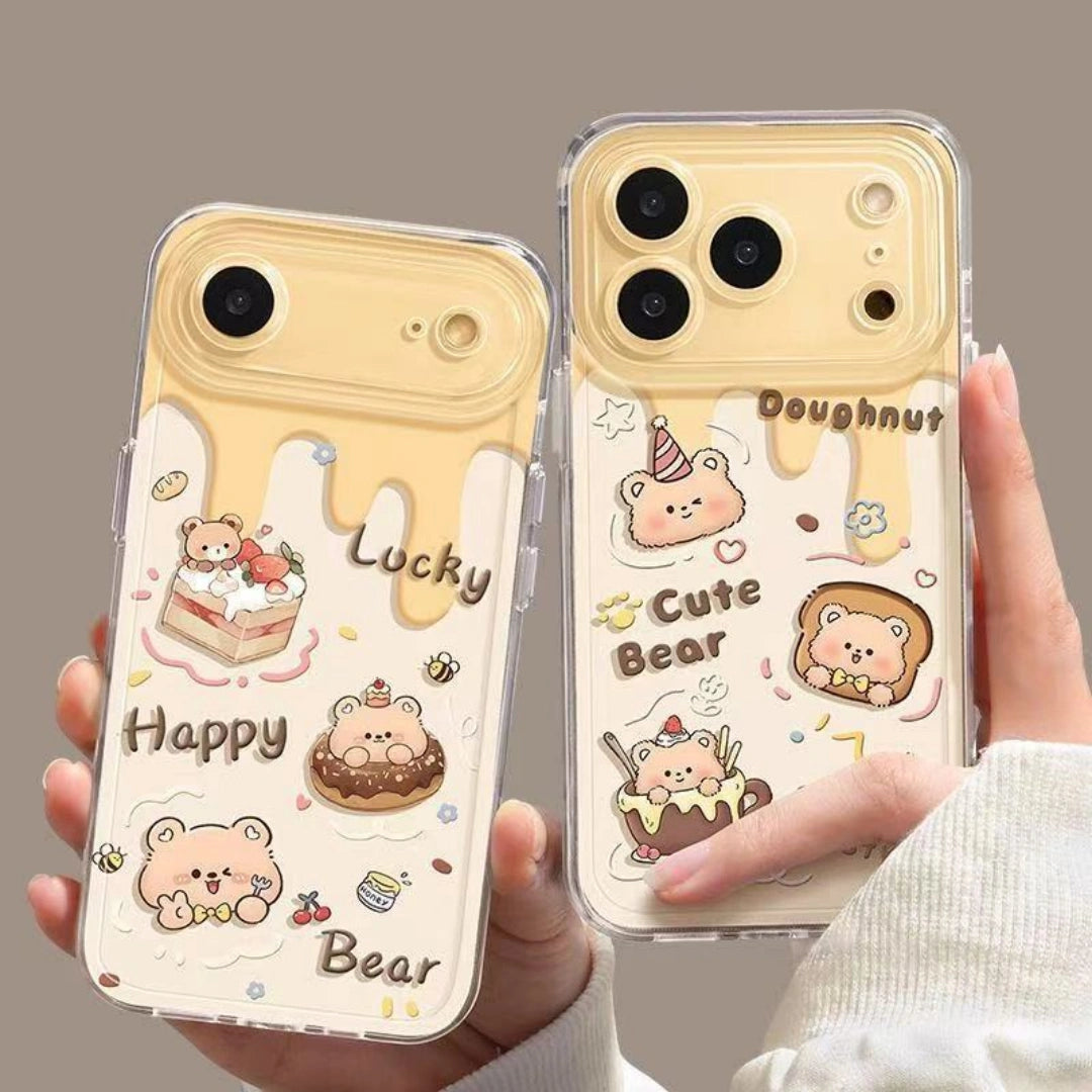 Ameigas Cake Bear Clear TPU Shockproof iPhone Case for iPhone 17 Pro Max