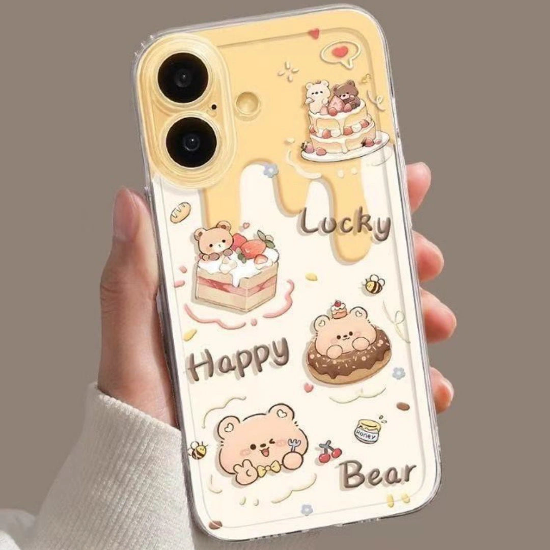 Ameigas Cake Bear Clear TPU Shockproof iPhone Case for iPhone 17 Pro Max