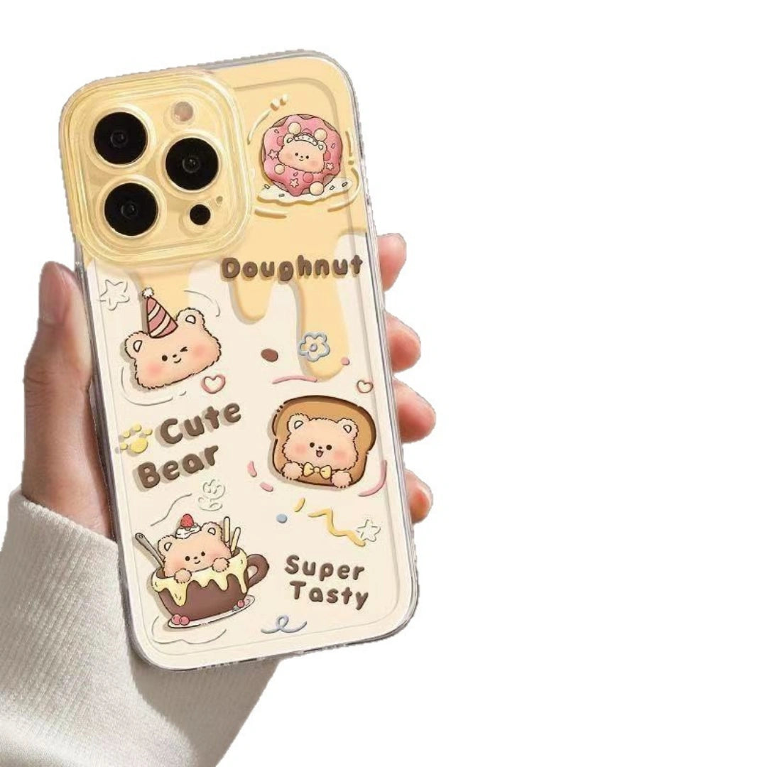 Ameigas Cake Bear Clear TPU Shockproof iPhone Case for iPhone 17 Pro Max
