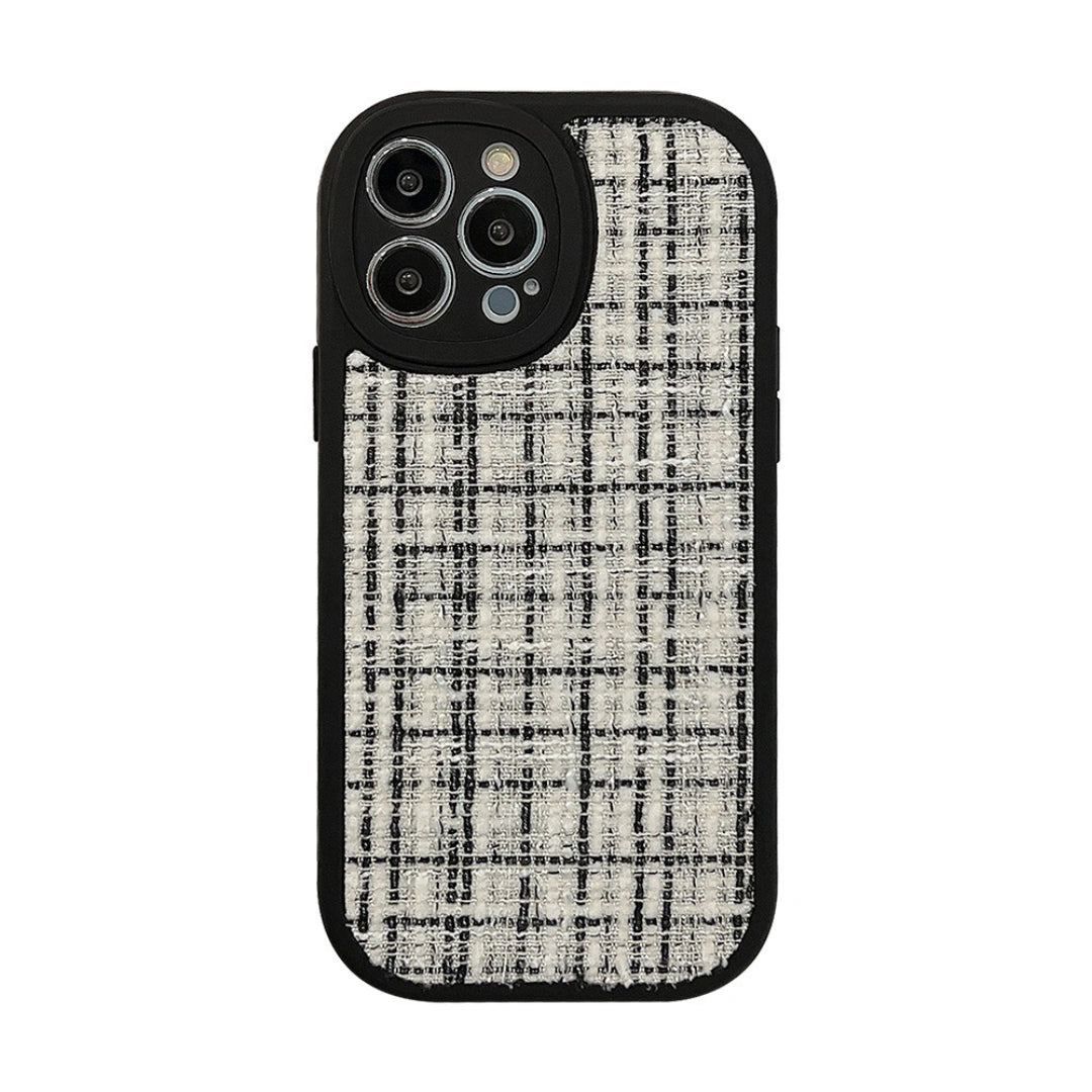 Ameigas Classic Plaid iPhone 17 Pro Max Case – Black & White Soft TPU, Elegant Flannel Design