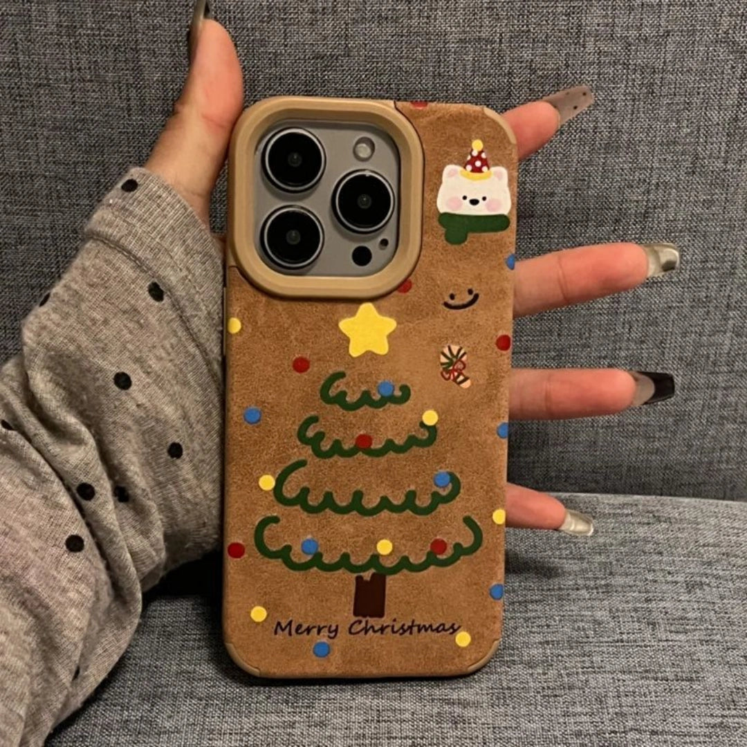 Ameigas Cozy Christmas Tree Furry Soft Phone Case