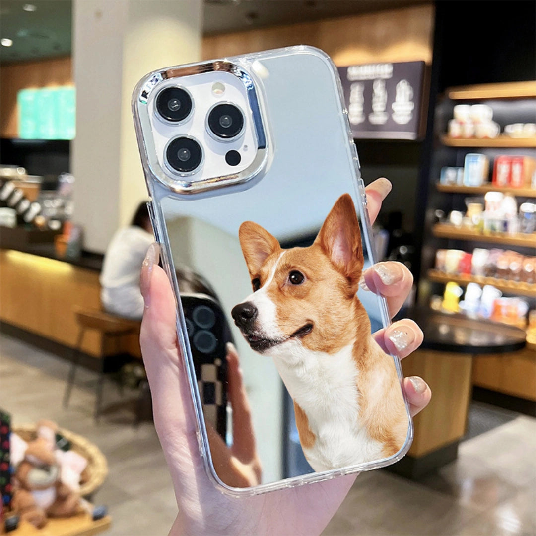 Ameigas Creative Cat iPhone Case — Cute Mirror Hard PC Cover with Built-In Mirror, Shockproof & Scratch-Resistant