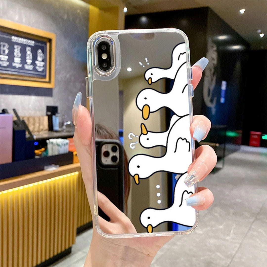 Ameigas Creative Cat iPhone Case — Cute Mirror Hard PC Cover with Built-In Mirror, Shockproof & Scratch-Resistant