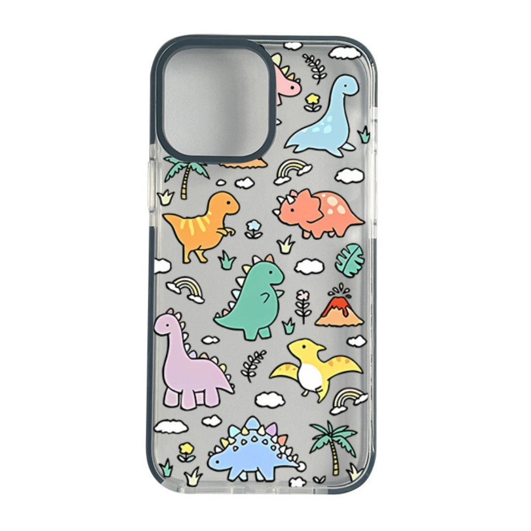 Ameigas Cute Dinosaur Clear Case — Adorable Cartoon Transparent Design