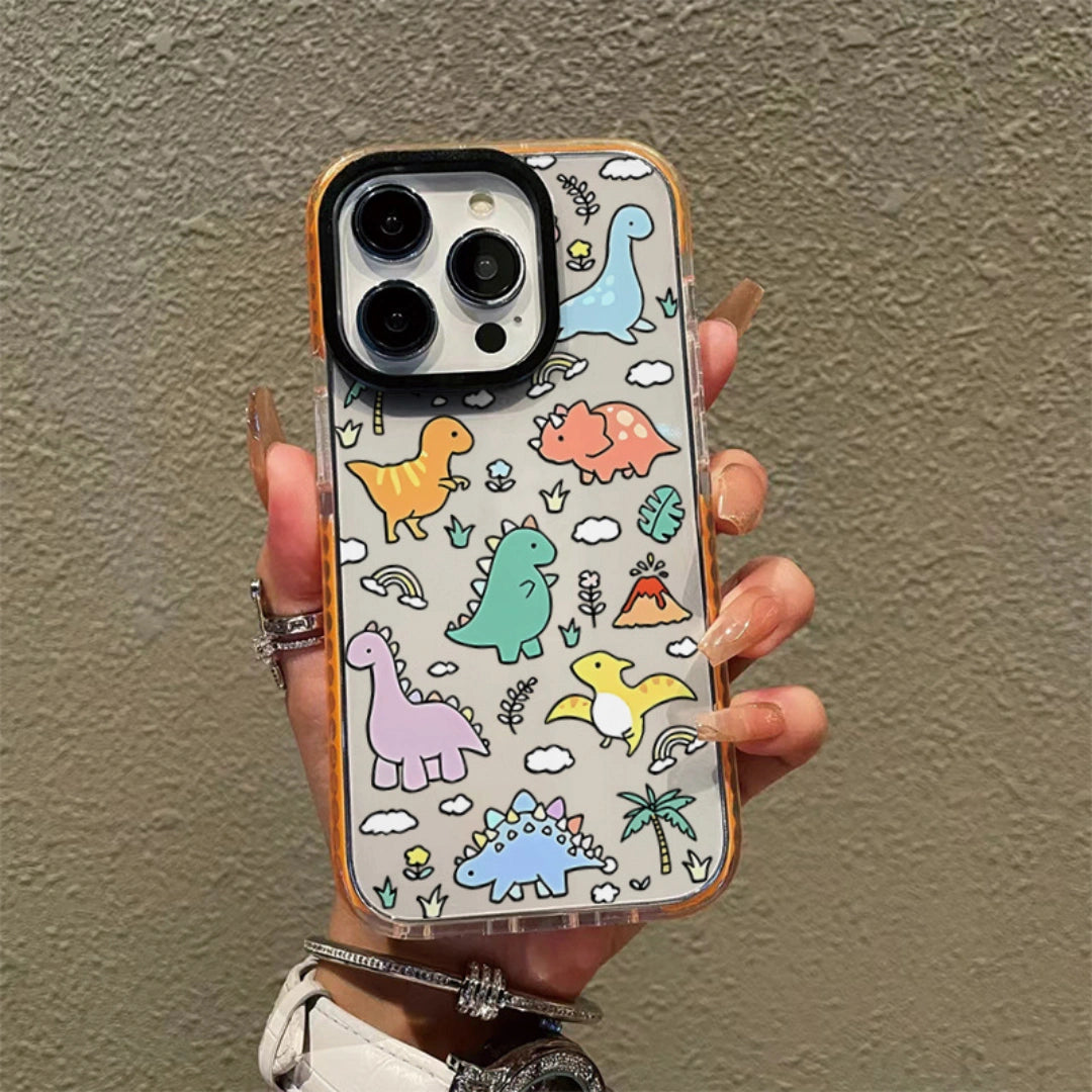Ameigas Cute Dinosaur Clear Case — Adorable Cartoon Transparent Design