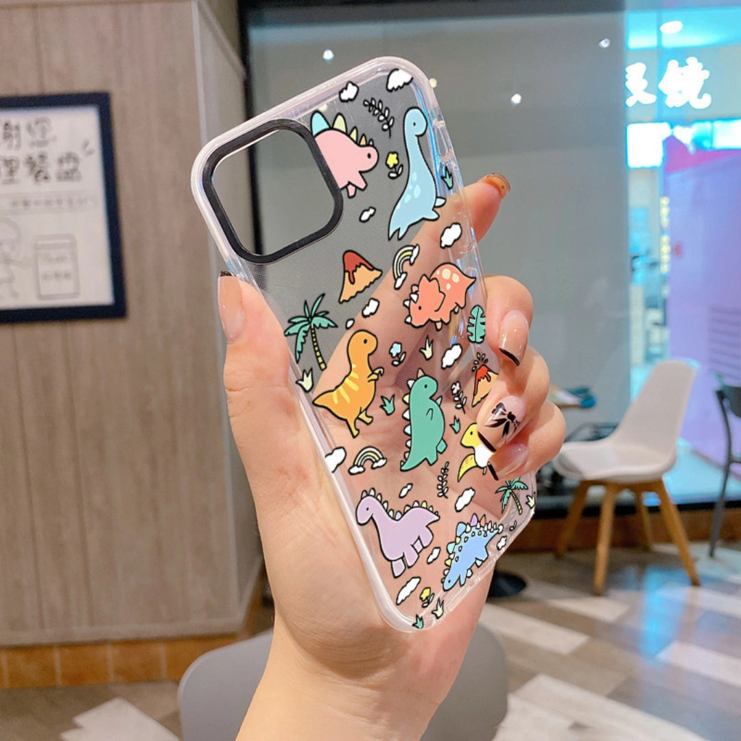 Ameigas Cute Dinosaur Clear Case — Adorable Cartoon Transparent Design
