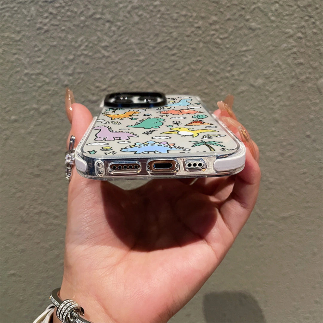 Ameigas Cute Dinosaur Clear Case — Adorable Cartoon Transparent Design