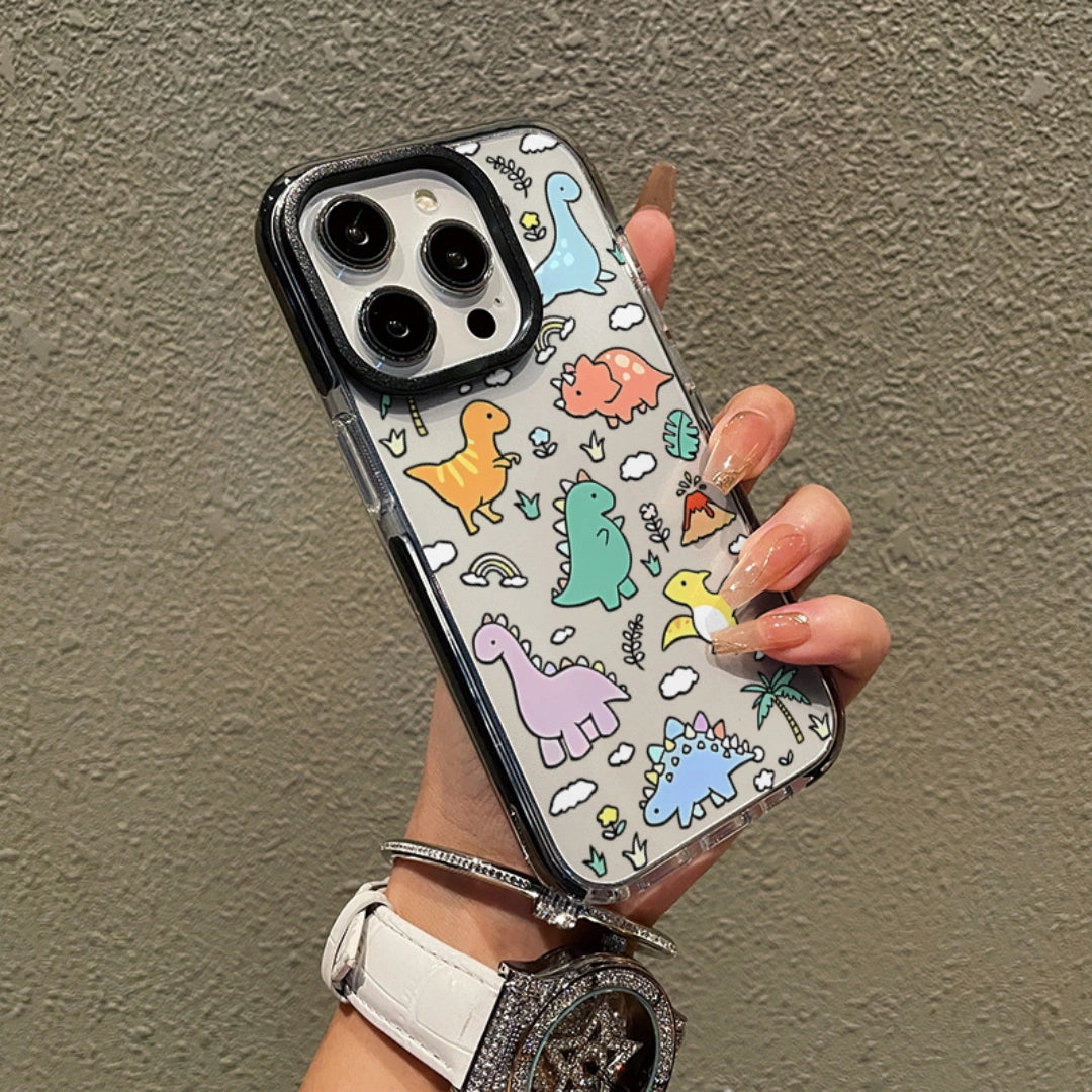 Ameigas Cute Dinosaur Clear Case — Adorable Cartoon Transparent Design