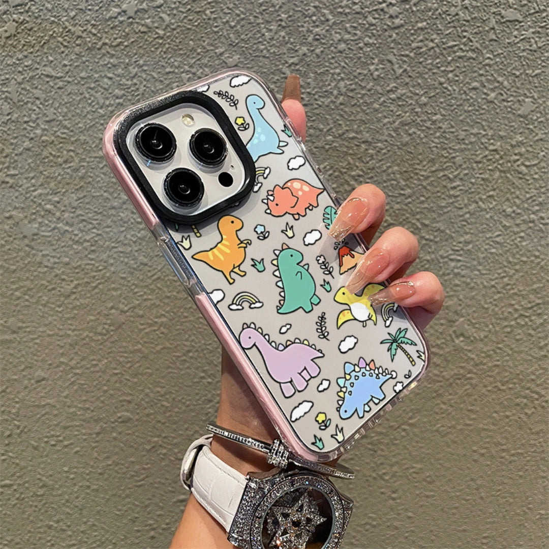 Ameigas Cute Dinosaur Clear Case — Adorable Cartoon Transparent Design