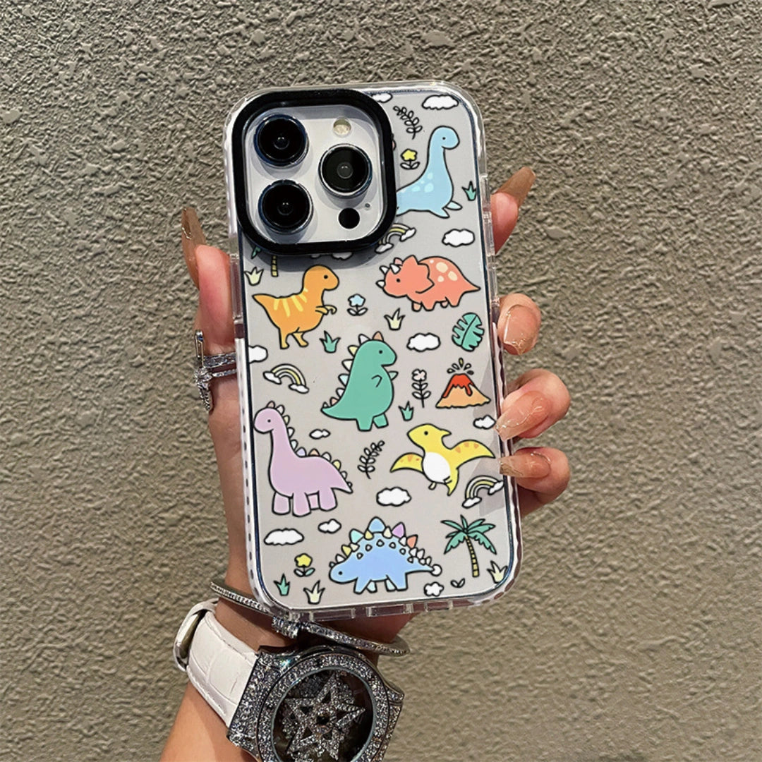 Ameigas Cute Dinosaur Clear Case — Adorable Cartoon Transparent Design