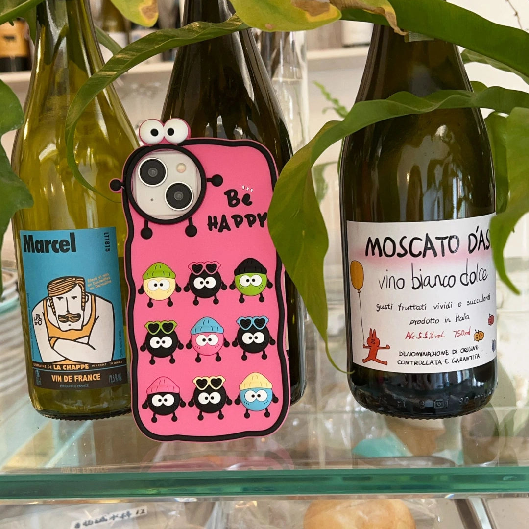 Ameigas Cute Soot Sprite Silicone iPhone Case – 3D Cartoon Soft Cover for iPhone 12–17 Pro Max, Full Protection