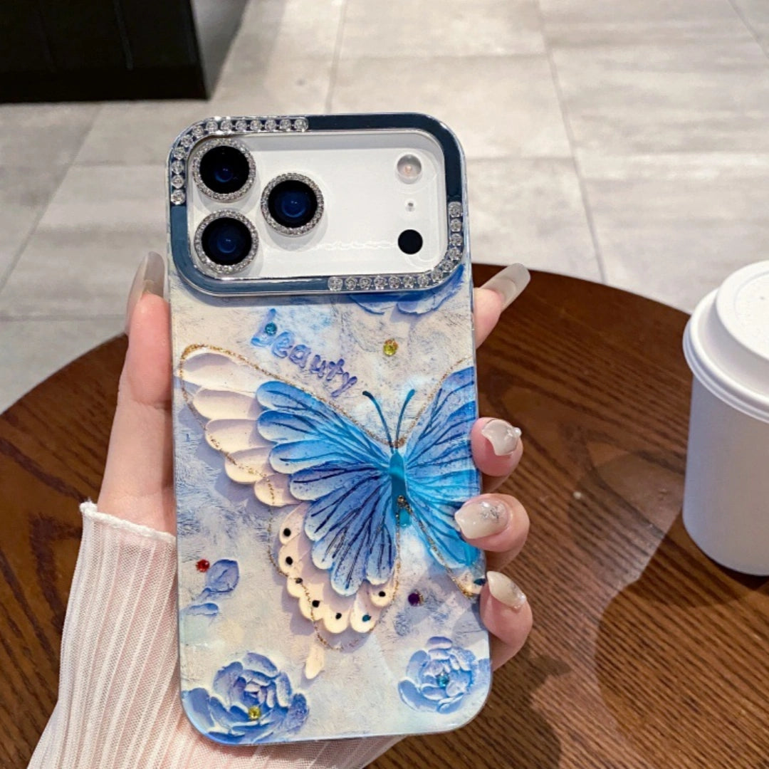 Ameigas Diamond Lens Frame Case — Blue Light Floral Luxury Design