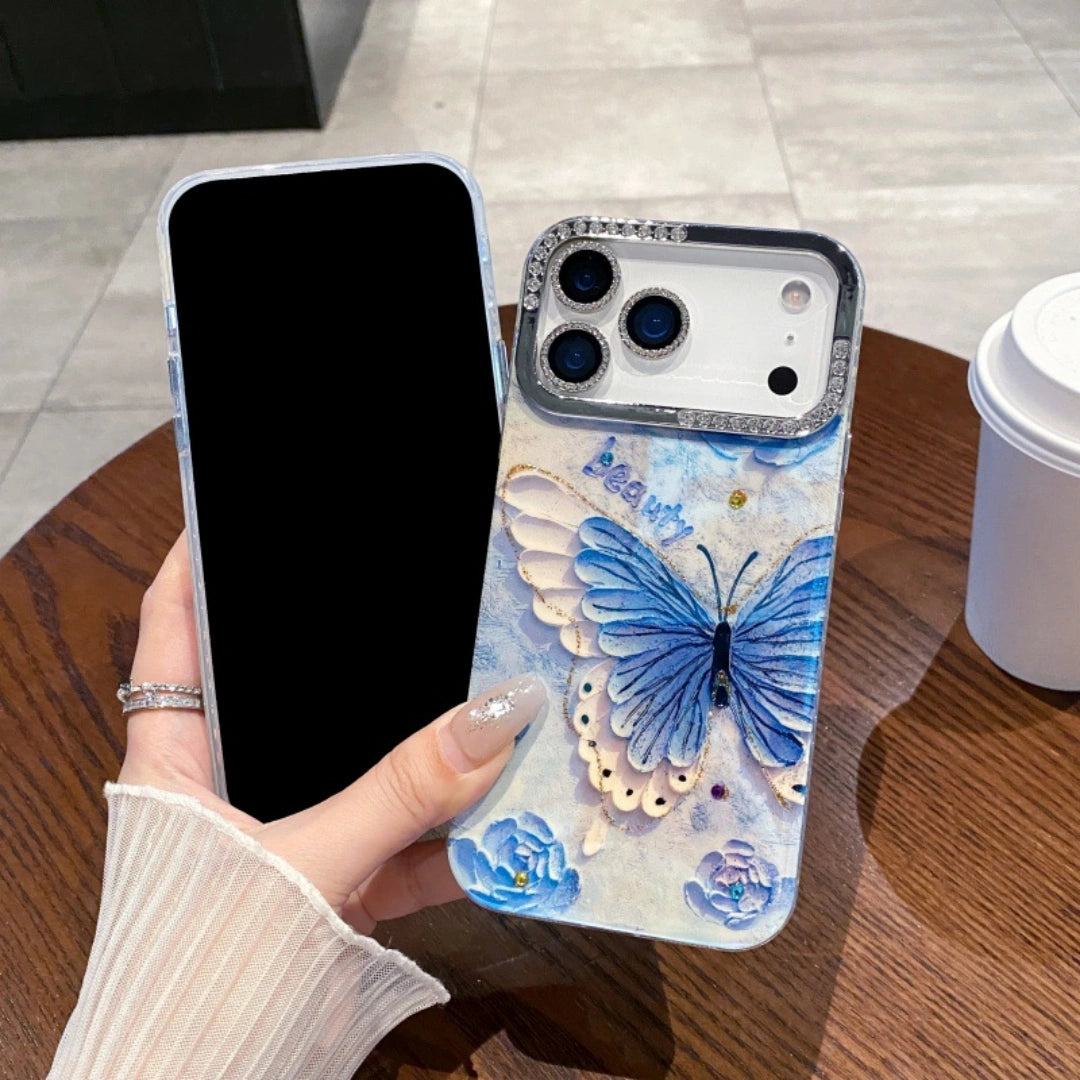 Ameigas Diamond Lens Frame Case — Blue Light Floral Luxury Design