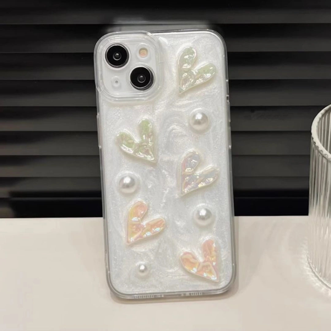 Ameigas Elegant Pearl Resin iPhone Case – Luxury Full Protection Hard Shell for iPhone