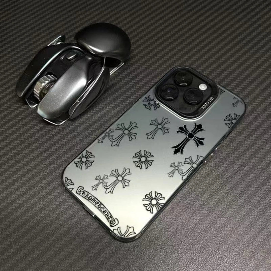 Ameigas Full Cross Pattern Electroplated iPhone Case for iPhone 17 Pro Max