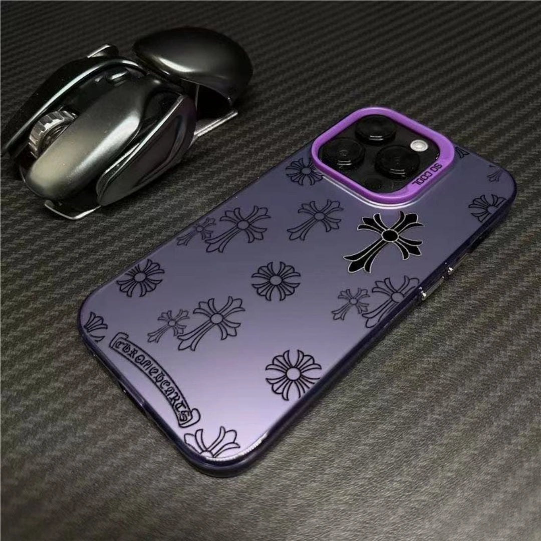 Ameigas Full Cross Pattern Electroplated iPhone Case for iPhone 17 Pro Max