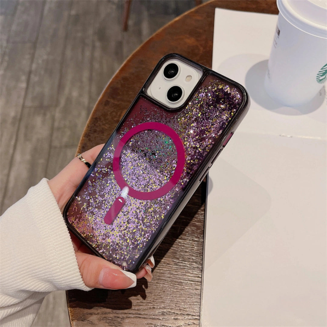 Ameigas Glitter Liquid Magnetic Case — Sparkling Flowing Elegance