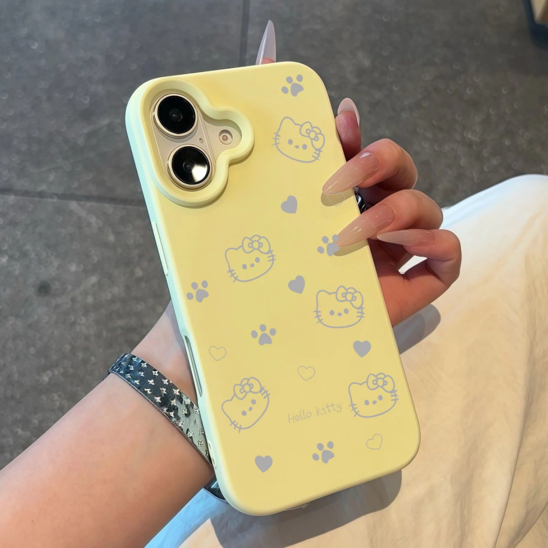 Ameigas INS Kawaii Heart iPhone Case – Soft Silicone Style, Cute Cartoon Design, Protective Cover for iPhone