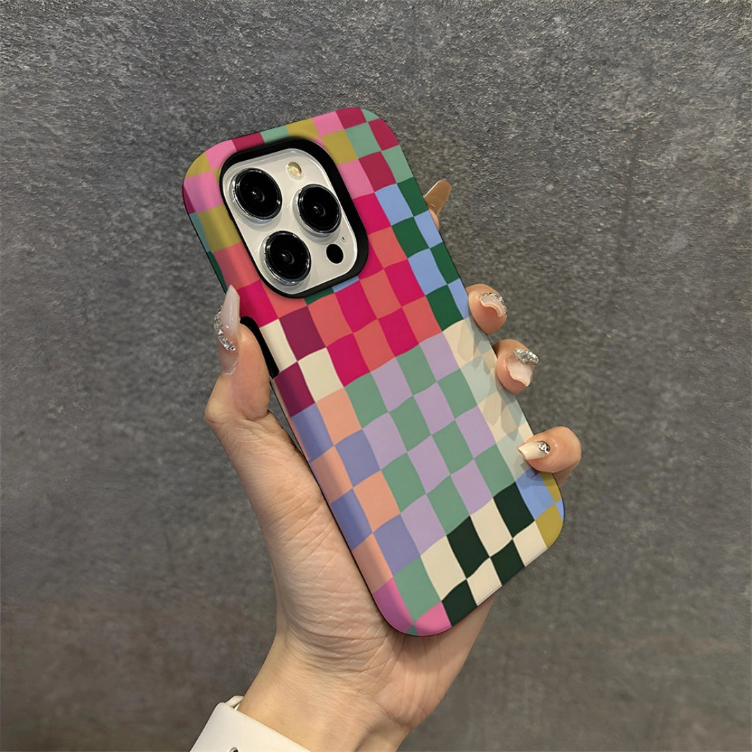 Ameigas Irregular Block iPhone Case — Two-in-One Film Hard Shell, Shockproof & Scratch-Resistant, Hot Transfer Print
