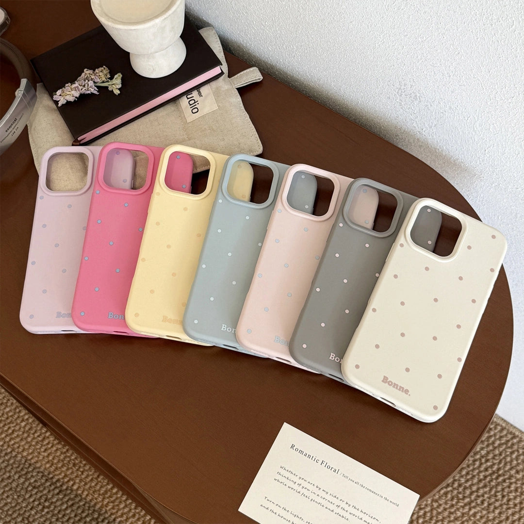 Ameigas Korean INS-Style Cute Pet iPhone Case – Polka Dot Soft Cover with Stand